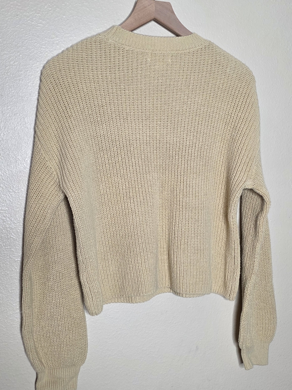 Madewell BP Womens Ribbed Crop Crewneck Sweater in Beige Cream Size Med Shaker - Picture 5 of 12